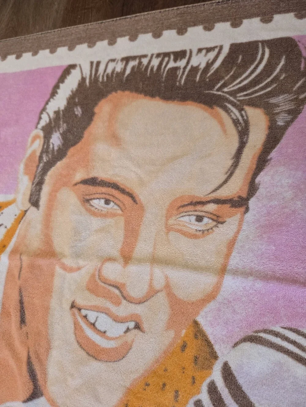 Vintage 1992 Elvis Presley Beach Towel 29 cent Postage Stamp Graphics